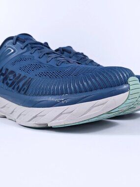 Hoka Bondi 7 Mens 12.5 Max Cushion Walking Running Shoes Blue Comfort